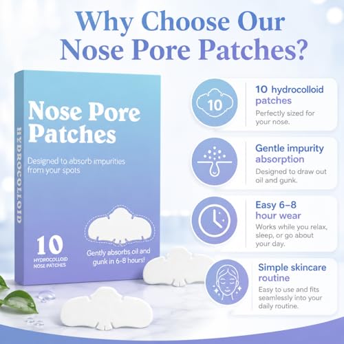10 Pack Nose Strips Hydrocolloid Blackhead Remover Deep Cleansing & Pore Shrinkage Oil Control Acne Blackhead Remover Soft Skin Care for Everything