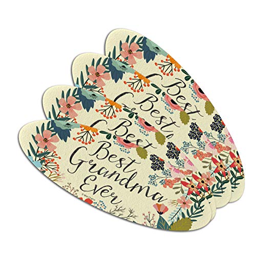 Best Grandma Ever Floral Double-Sided Oval Nail File Emery Board Set 4 Pack