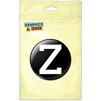 Letter Z Initial Black White Kitchen Refrigerator Locker Button Magnet - 3 Inch Diameter