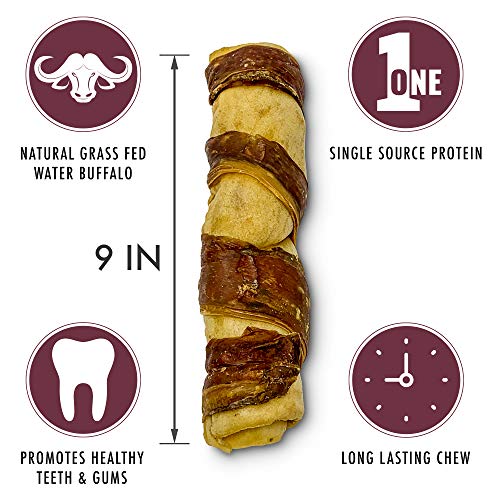 Wild Eats Water Buffalo Retriever 9 Inch Cheek Roll Dog Chews 3 Pack