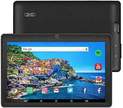 7 inch Tablet Google Android 8.0 Quad Core 1024x600 Dual Camera Wi-Fi Bluetooth 1GB/8GB Play Store Netfilix Skype 3D Game Supported GMS Certified (Black)