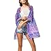 Swim Cover Ups,Women Chiffon Printed Beach Cardigan for Bikini,Swimsuit (Purple 1)