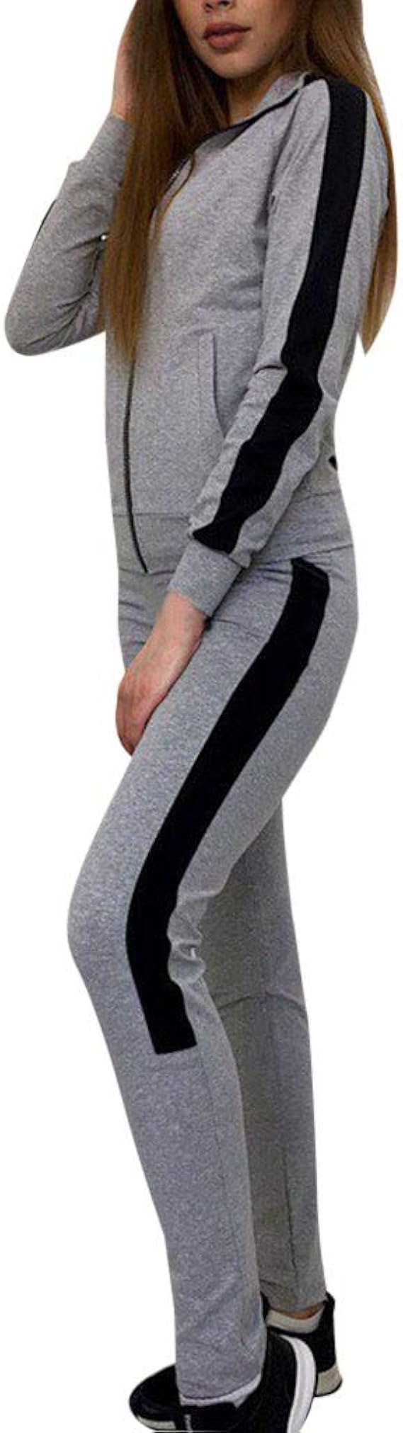 Amazon レディース スウェット パーカー Gupand 2点セット スエット スポーツ ダンス ペア スポーツ スウェット 体型カバー ジャージ セットアップ 可愛い スウェットスーツ 大きいサイズ ゆったり ジョギング ジム 春夏秋冬 トレーナー パーカー 通販