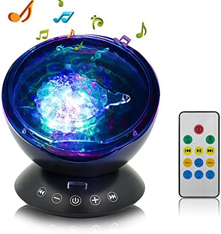 Night Light Projector,Remote Control Ocean Wave Projector with Timer &amp; Build-in Speaker, 7 Lighting Mode Bedside Sleep Night Lights Lamp(Black)