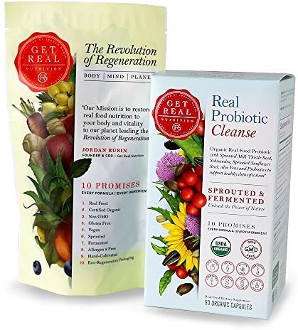 Real Probiotic Cleanse - 90 Organic Capsules - Get Real Nutrition by Jordan Rubin - Milk Thistle - Schisandra - Sunflower - Aloe Vera by Get Real Nutrition