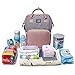 Diaper Bag Backpack, Multifunction Travel Back Pack, Nappy Bag, Waterproof Maternity Baby Bag with Bottle Warmer, Insulated Pockets, Stroller Straps and USB Charging Port, Unisex and Stylish Pink&Gray