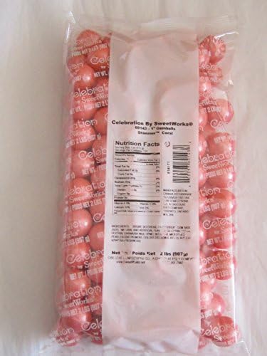 Celebration Shimmer Pearlescent Coral 1 Inch Gumballs 2 Pound Bag