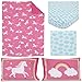 CARTERS Rainbow Unicorn 4 Piece Toddler Bedding Set, Pink, Aqua, White