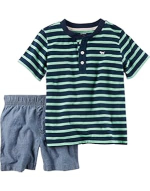 Carters Baby Boys Striped Chambray Shorts Set