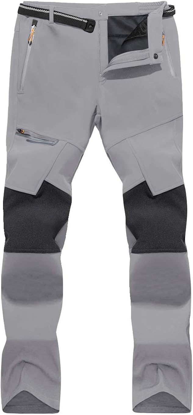 MAGNIVIT Men's Hiking Water Resistant Pants Reinforced Knee Summer Lightweight and Winter Fleece Lined Pants: Clothing