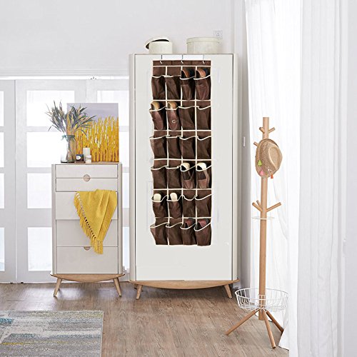 Hippih Over the Door Shoe Organizer with 24 Reinforced Pockets Hang on standard doors with 3 hooks,64\'\' x 19\'\'