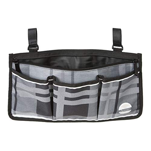Wheelchair Side Bag with Large Cup Holder - Arm Rest Pouch and Drink CupHolder - Wheel Chair Accessories Organizers and Water Bottle Holder Fits Walkers, Rollators for Seniors and Handicap (Grey)
