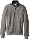 Lacoste Men's Half Zip Lightweight Interlock Sweatshirt with Logo At Neck, SH1462-51, Asphalt Grey Chine/Navy Blue, 5