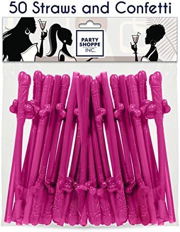 Party Shoppe Bachelorette Straws , Fun Party Favors Decoration, Funny Willy for Birthday Party, 7 Inch Long Girls Drinking Favors, Best party supplies - 50 pack + confetti
