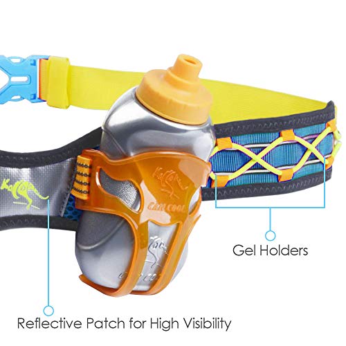 247 Viz Hydration Belt - Fits iPhone 8, X and Similar Phones - with 2 BPA Free Water Bottles and Pouch System - Running Fuel Belt & Runners Reflective Gear for High Visibility (Blue)