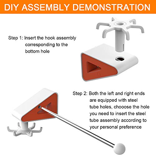 Paper Towel Holder with Steel Pipe 360° 6 Claw, Hole-Free Wall Mounted Paper Towel Roll Rack and Swivel Hook  for Kitchen, Bathroom & Balcony Essentials