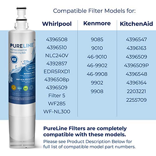 Pureline EDR5RXD1 & 4396508 Whirlpool Refrigerator Water Filter Replacement for EveryDrop Filter