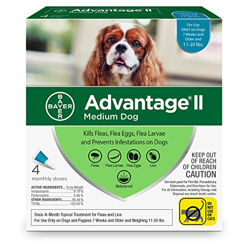 Bayer Advantage II Flea and Lice Treatment for Medium Dogs, 11-20 lb, 4 doses