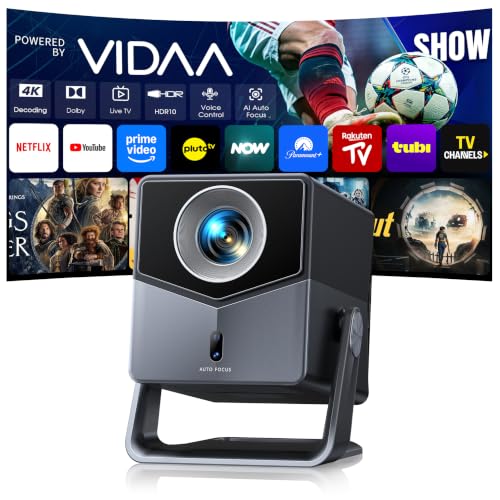Projector 4K with VIDAA OS【Netflix Included & Live Channels】36W 3D Dolby Audio, 1400 ANSI FHD 1080P, HDR 10 TOPTRO Smart Home Cinema Projector, AI Auto Image, WiFi 6, Bluetooth Projectors for Bedroom
