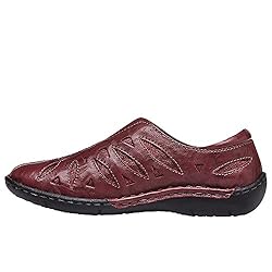 Propet Women's Cameo Flat, Maroon, 6 2E US