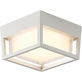 CHENS01 Small Outdoor Flush Mount LED Ceiling Light Exterior Porch Light Ceiling Mounted for Patio Balcony Terrace, 3000K War