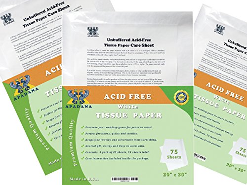 Apadana 3 Pack Unbuffered Acid Free Tissue Paper 20 X 30 Inches 25 Sheets Each 75 Sheets Total
