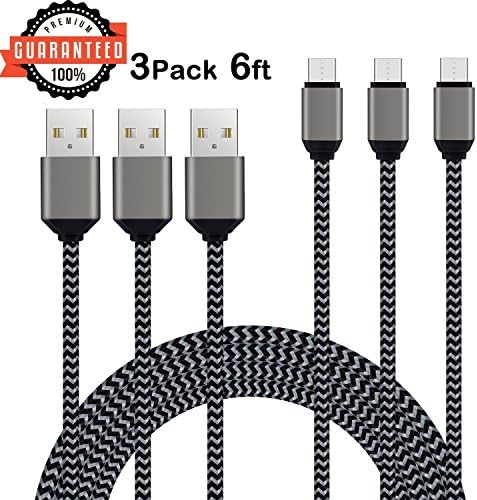 Micro USB Cable, Amoner 3Pack 6FT Micro USB to USB Android Charger Cable, Fast USB Cable for Windows/PS4/Camera/MP3 and More (Black)