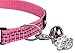 BINGPET Safety Nylon Reflective Cat Collar Breakaway Adjustable Cats Collars with Bell and Bling Paw Charm, Light Pink
