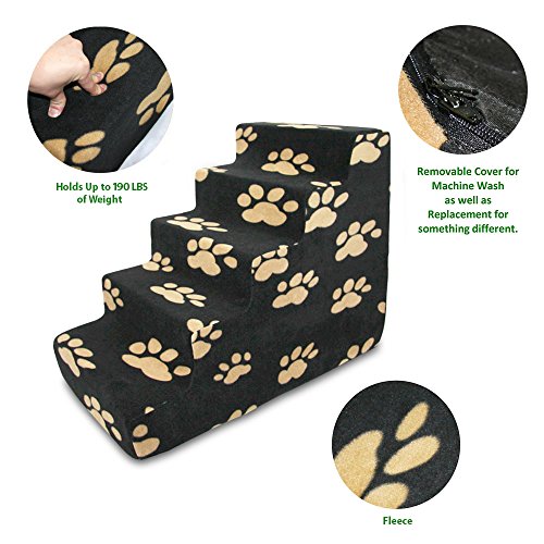 Best Pet Supplies ST210T-L Foam Pet Stairs/Steps, 5-Step, Black Best Pet Supplies ST210T-L Foam Pet Stairs/Steps, 5-Step, Black