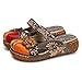gracosy Leather Slipper, Women's Oxford Slipper Vintage Slip-Ons Mule Clog Colorful Flower Backless Loafer Shoes