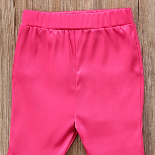 Newborn Baby Girls Kids Boho Floral Bell Bottom Flare Leggings Trousers Pants (Rose Red, 5-6 T)