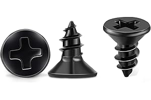 TPOHH 100 PCS #8 X 3/8 inch Stainless Steel 18-8 (A2) Wood Screws, Black Coated Flat Head Phillips No.8 X 3/8'' Small Screw