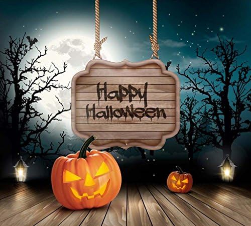 2M x 1.5M Happy Halloween Night Pumpkin Lamp Tree Stars Photo Backdrop Vinyl Cutomize Size Video Studio Photography Background 6.5 Ft x 5 Ft BGHA-203