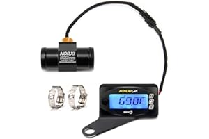 NORXI Universal 3in1 Multifunction Gauge (Water Temp+Voltmeter+Timer) Water Thermometer Fahrenheit/Celsius(℉/℃) Digital Voltage Meter Clock Multimeter for Motorcycle Car (22mm, Left)