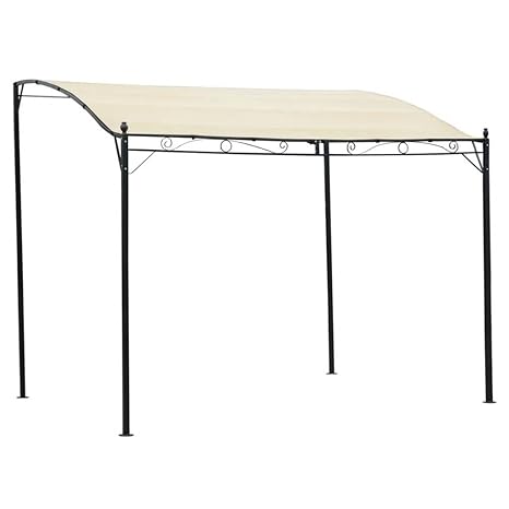 WT Trade Premium Anbaupavillon Terassenüberdachung mit Dach Stoff Cremeweiß | Stahlgestell Metall 3x2,5 m | Anbaupavilion Pav