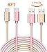 USB Type C Cable, Binguowang Nylon Braided USB Type C Long Cord Fast Charging Sync Cable for Samsung Galaxy Note 8, S8, S8 Plus,Google Pixel,Nexus 6P/5X,LG G5/G6 and More. (2Pack 6FT Gold+Pink)