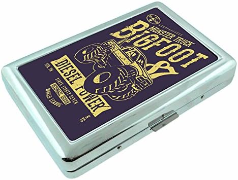 Sooku Design Metal Silver Cigarette Case Holder Box with T-shirt Design Big Foot for Men and Women Holds King and 100’s