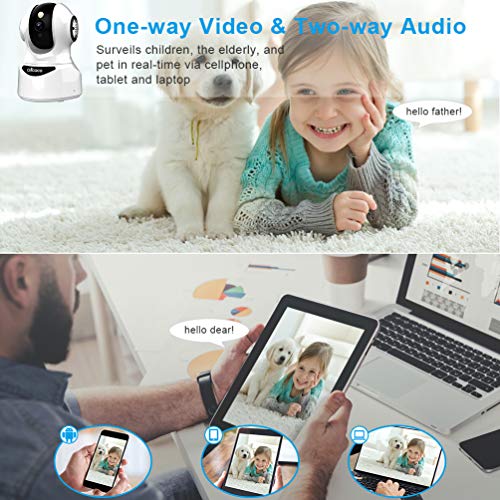 Wireless Security Camera, 4MP Baby Monitor Pet Camera Indoor Home Security Camera System with Sound Detection 2 Way Audio Cloud Service Night Vision, Support iOS/Android TF Card for Pets Elders Babies