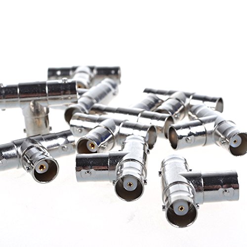 Lemoy 10 Pcs Triple Female BNC F T RF Coaxial Adapter Connector Splitter
