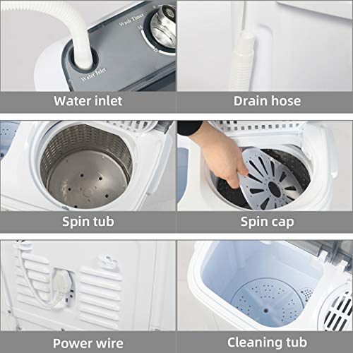 Twin Tub Mini Portable Clothes Washing Machine with Timer Control, 12