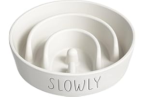 LE TAUCI PET Ceramic Slow Feeder Dog Bowls Small Breed, 0.6 Cups Dog Food Dish for Fast Eaters, Puzzle Bowl for Small Dogs and Cats,White