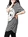 Allegra K Women Striped Batwing Sleeve Oversize Tunic Tops T-Shirts Black M