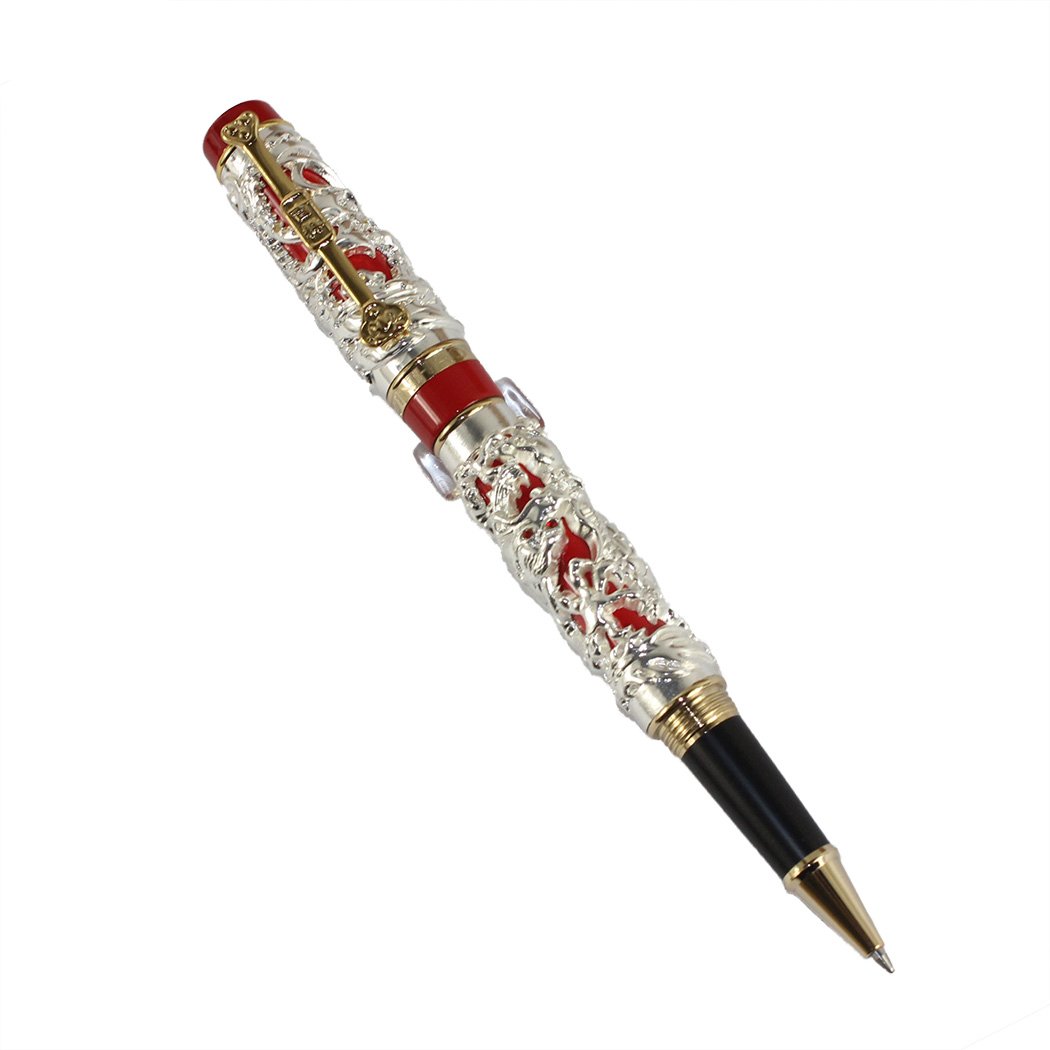 Gullor Collectible Luxury Rollerball pen Dragon and Phoenix Red and silver pen