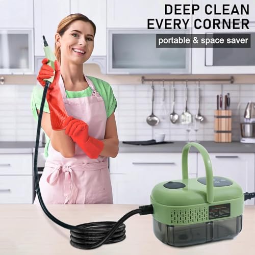 HELEE Handheld Steam Cleaner, High Pressure Multipurpose Steamer, 2500W|1000ML, 10S Fast Heat-Up 6 Gears Adjustment, With Brushes, Glass Scraper, for Car, Kitchen, Furniture and Tile (White)