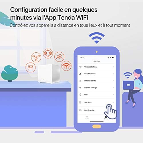 Nova MW12-3 Pack Système WiFi Mesh AC2100M pour la Couverture Maison/PME de 600 m² Multi-étage, Remplacement Routeur&Répéteur, 2 Ports Gigabit x3, Installation APP Facile, Compatible avec Alexa