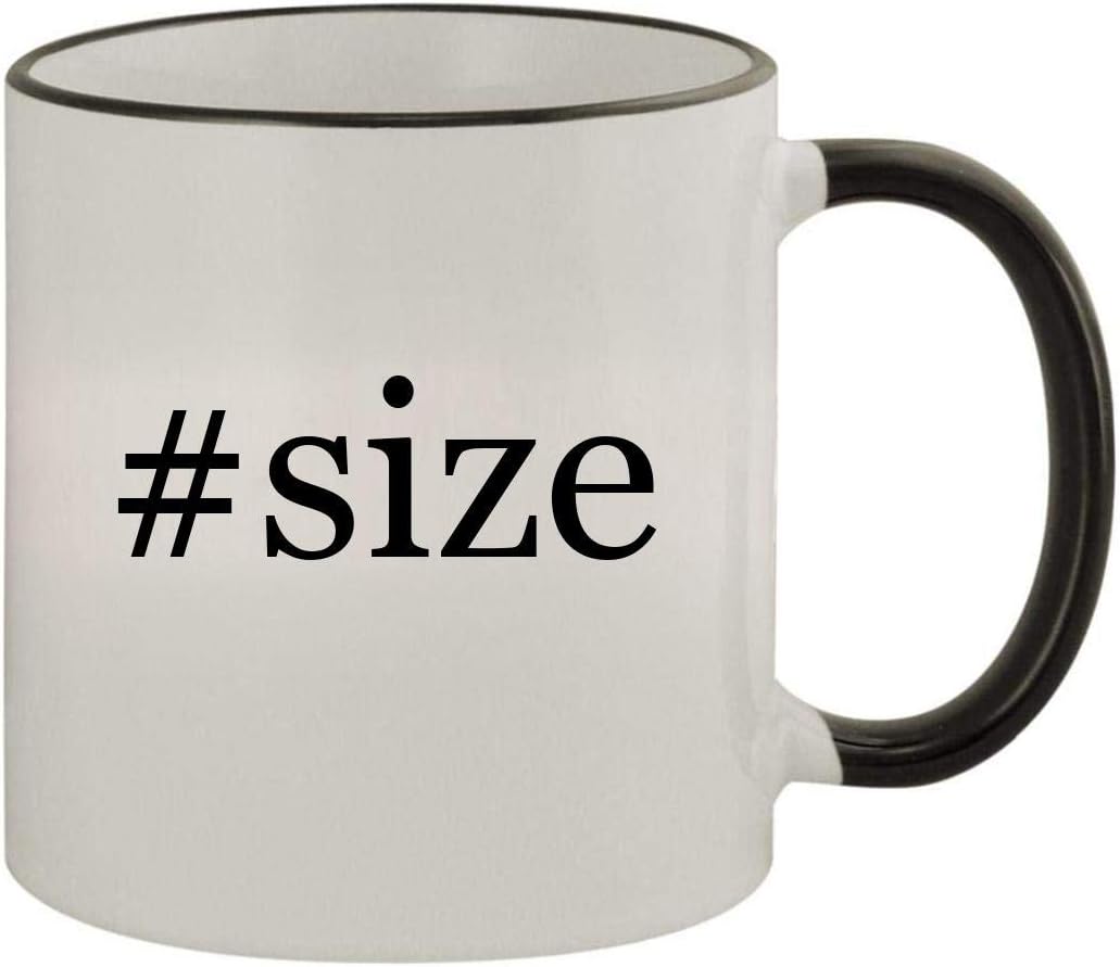 #size - 11oz Ceramic Colored Rim & Handle Coffee Mug, Black