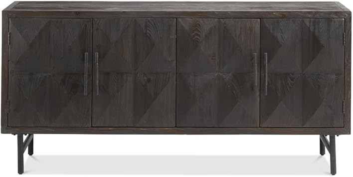 Homy Schrank Holz Metall 175x42cm Eiche braun teilmassiv Gestell Eisen