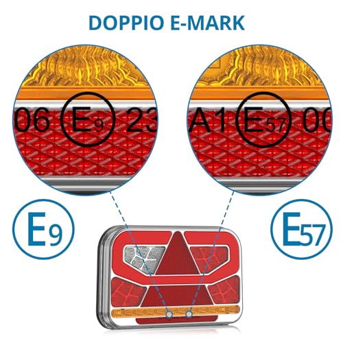 AUTOUTLET 60 LED 12-30 V Rear Light Trailer, 2 Pieces with 5 m Removable Cable and 13 Pin Plug, for Trailer Truck, Caravan Tractor, Waterproof IP65