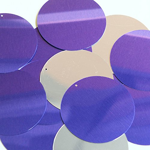 Purple Silver Metallic Round 2 inch Couture Sequin Pailletttes. Made in USA.