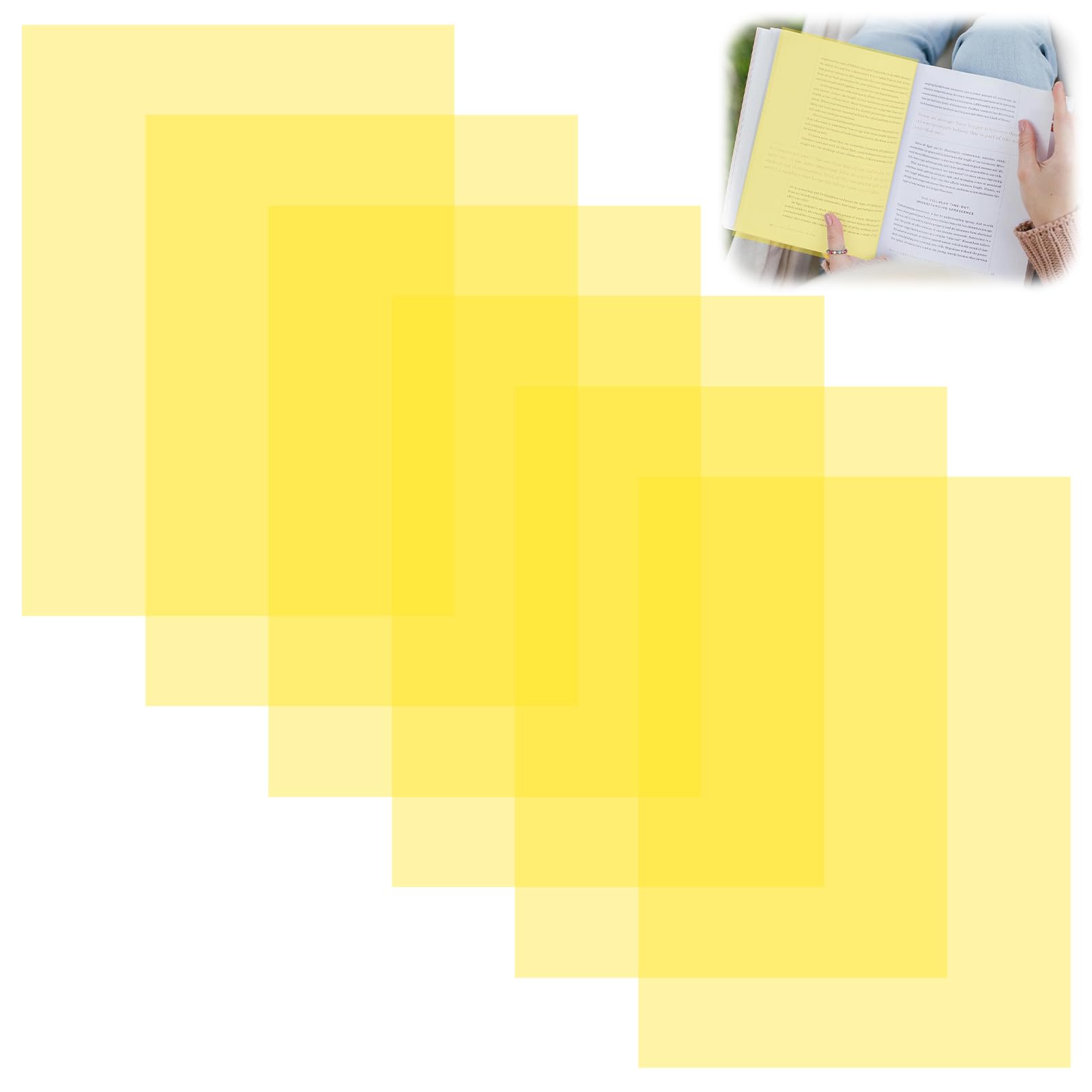 6 Pcs Dyslexia Overlays,A4 Coloured Overlays for Dyslexia,Highly Transparent,Scratch-Resistant,Reading Overlays Aid for Dyslexia, Adhd,Irlens Syndrome,Reduce Visual Stress (yellow)